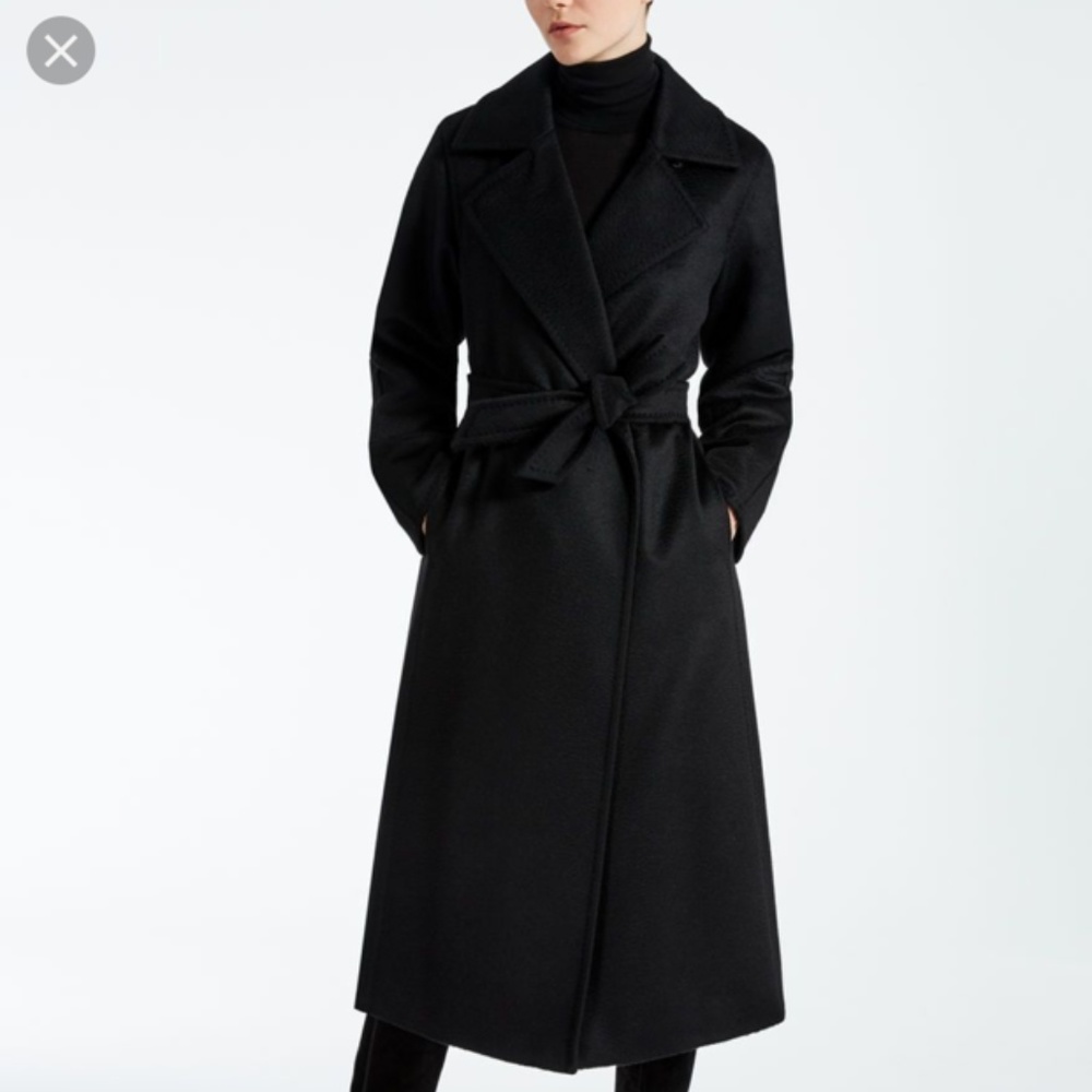 Max Mara Manuela Belted Camel Hair Coat Black